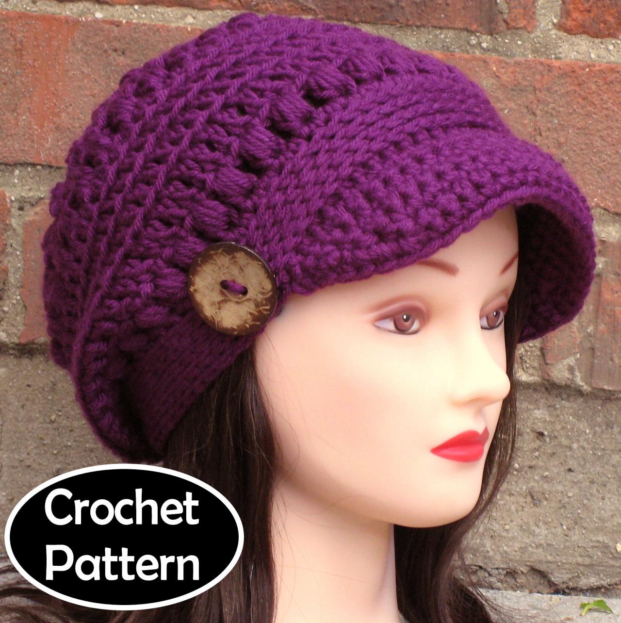 CROCHET HAT PATTERN - Brooklyn Newsboy Hat Slouchy Beanie ...